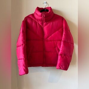 FASHION NOVA Bold Red Puffer Jacket with cinching